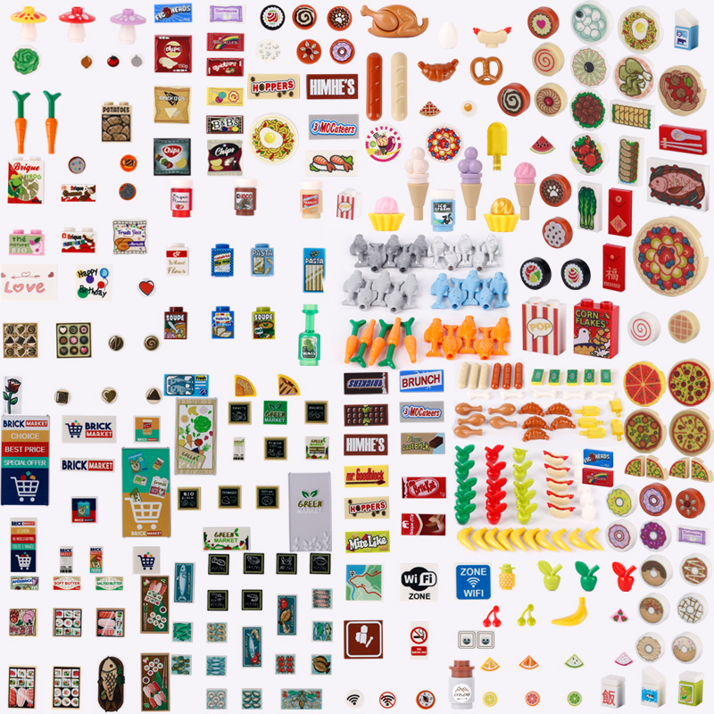 Food Grocery Snacks - MOC City Street Figures Food Printed