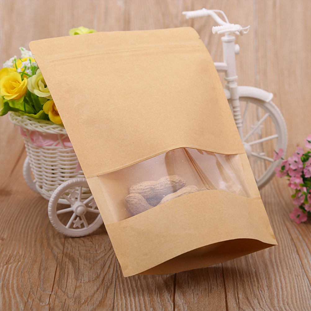 Food In Snacks - 50Pcs Kraft Paper Zipper Sealed Stand-Up