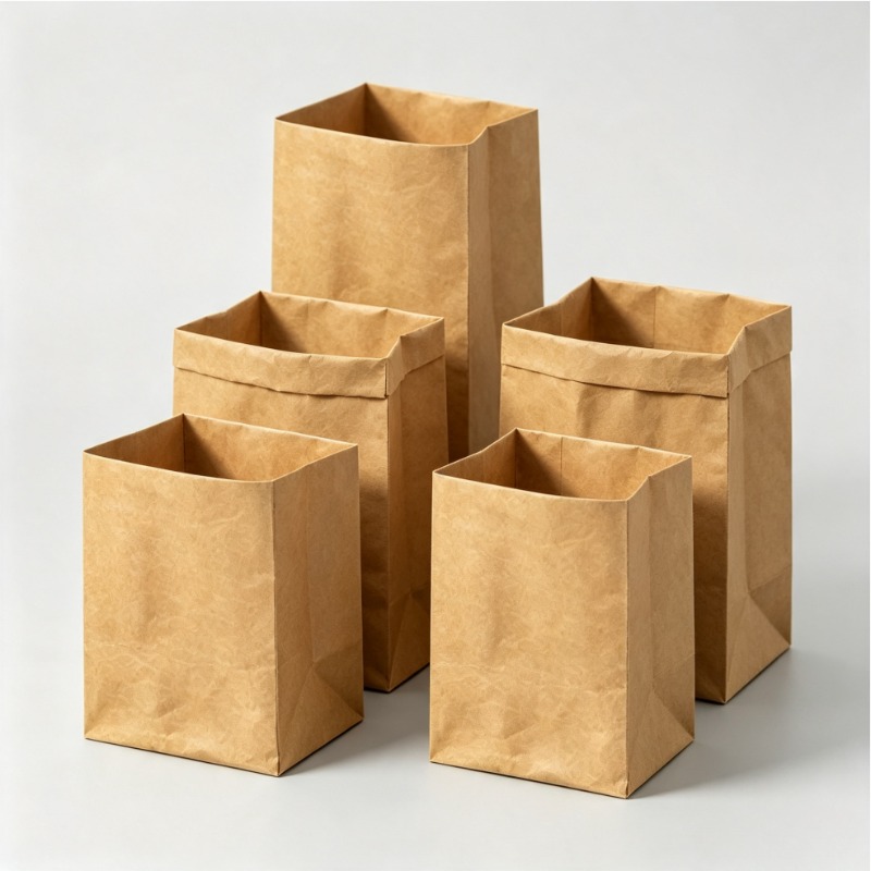 Food Grocery Snacks - Washed Kraft Paper Bags 3 Pcs