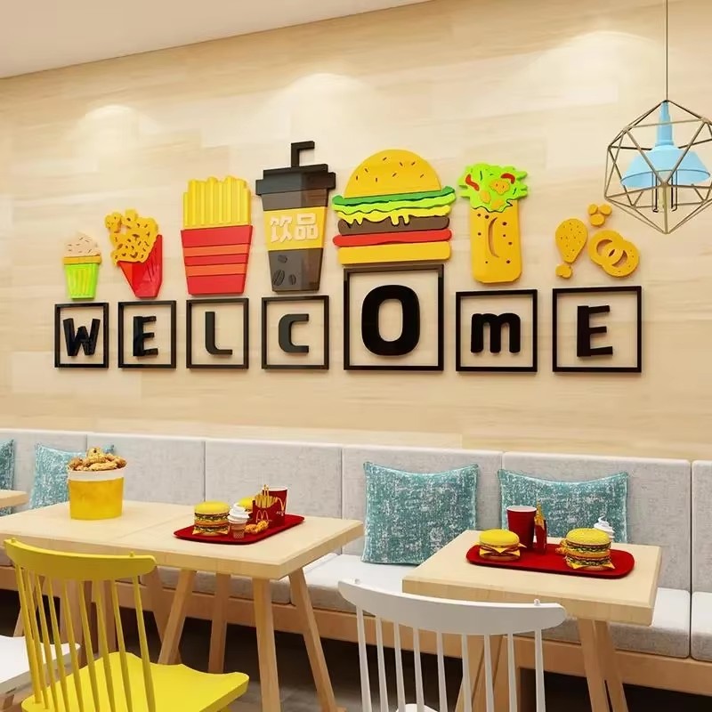 Food Snacks Background - Food Theme Wall Stickers Snack Bar