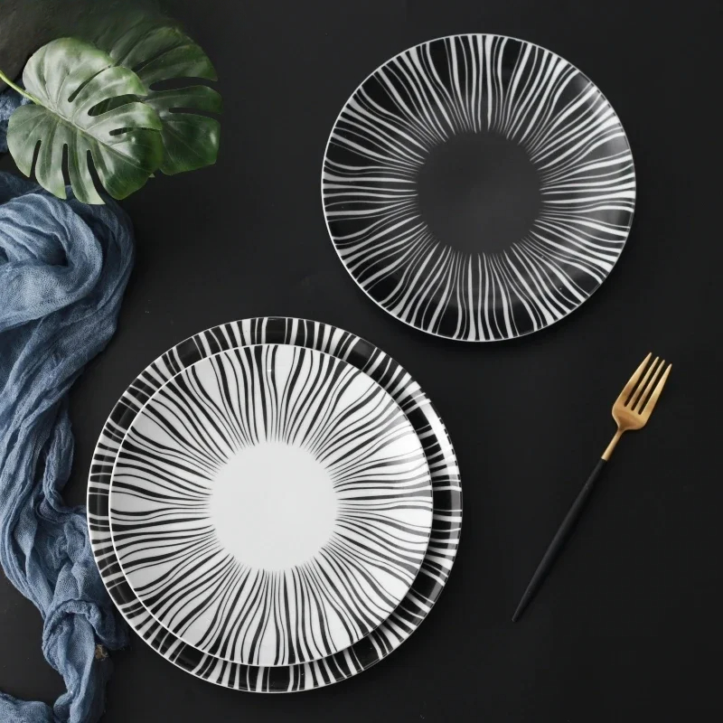 Ceramic Black White Stripes Ta - đánh giá và giá Food Good Snacks