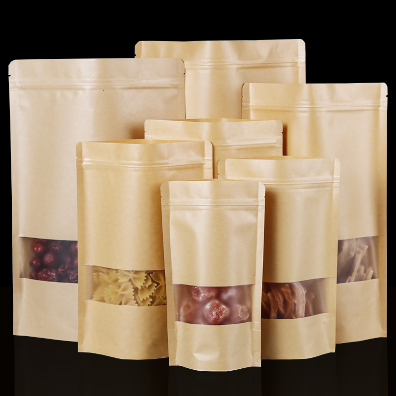 100PCS Brown Doypack Kraft Pac - đánh giá và giá Food Snacks Packets