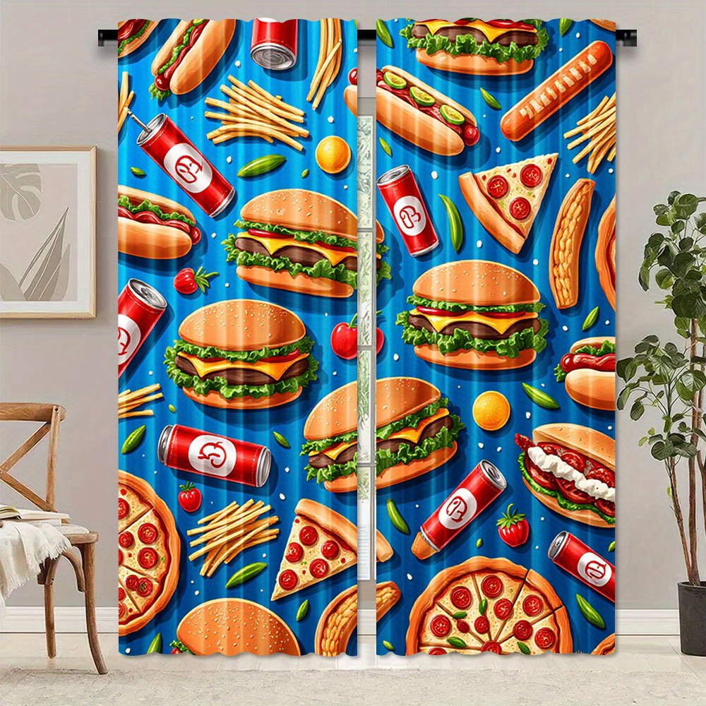 Fast Food Burger Pizza Curtain - đánh giá và giá Food Snacks Background