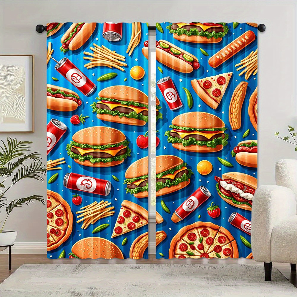 Fast Food Burger Pizza Curtain - đánh giá và giá Food Snacks Background