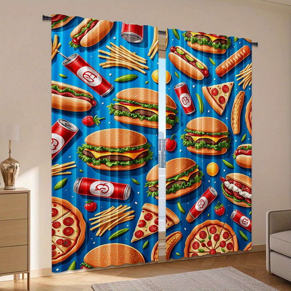 Fast Food Burger Pizza Curtain - đánh giá và giá Food Snacks Background