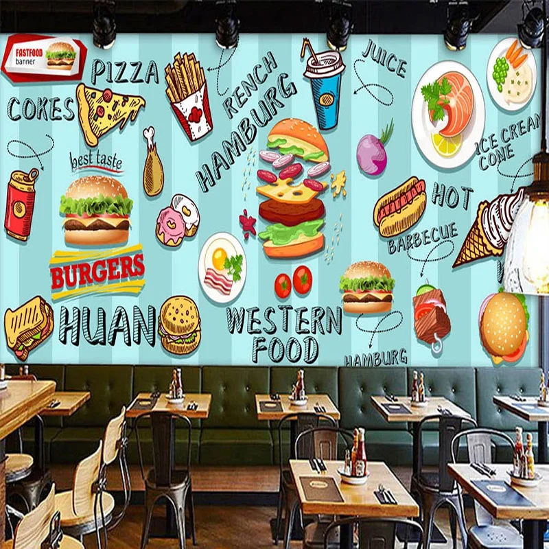 Custom 3D Wallpaper Hand-paint - đánh giá và giá Food Snacks Background