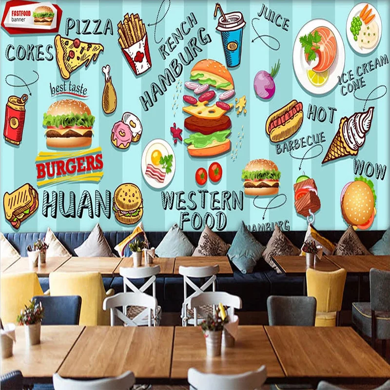 Custom 3D Wallpaper Hand-paint - đánh giá và giá Food Snacks Background