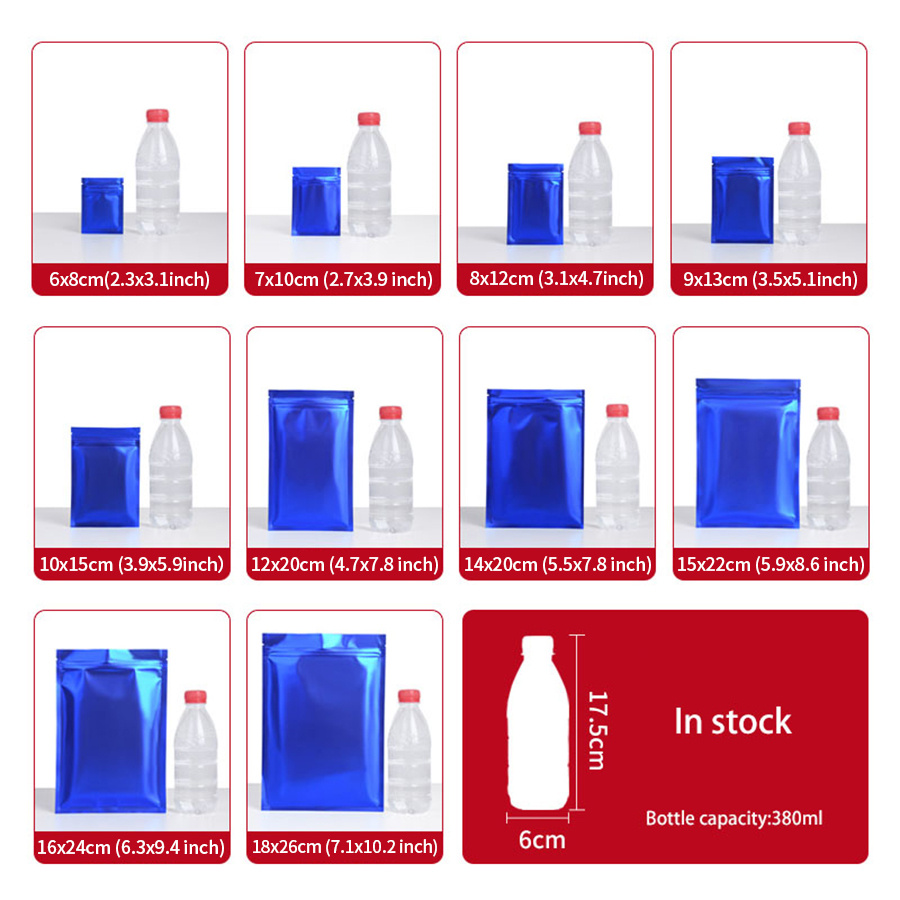 100pcs Matte Blue Foil Zipper  - đánh giá và giá Food In Snacks