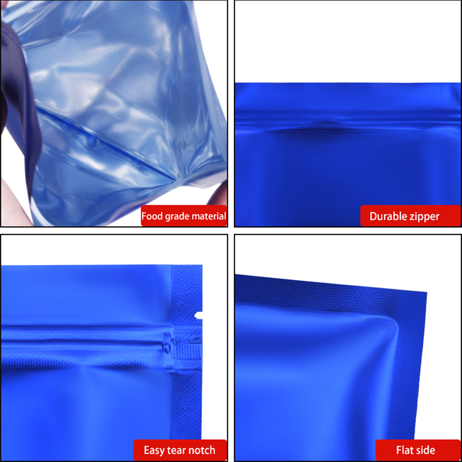 100pcs Matte Blue Foil Zipper  - đánh giá và giá Food In Snacks