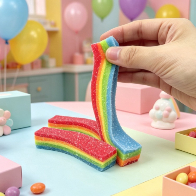 Squishy Rainbow Strip Stress B - đánh giá và giá Candy Sour Strip